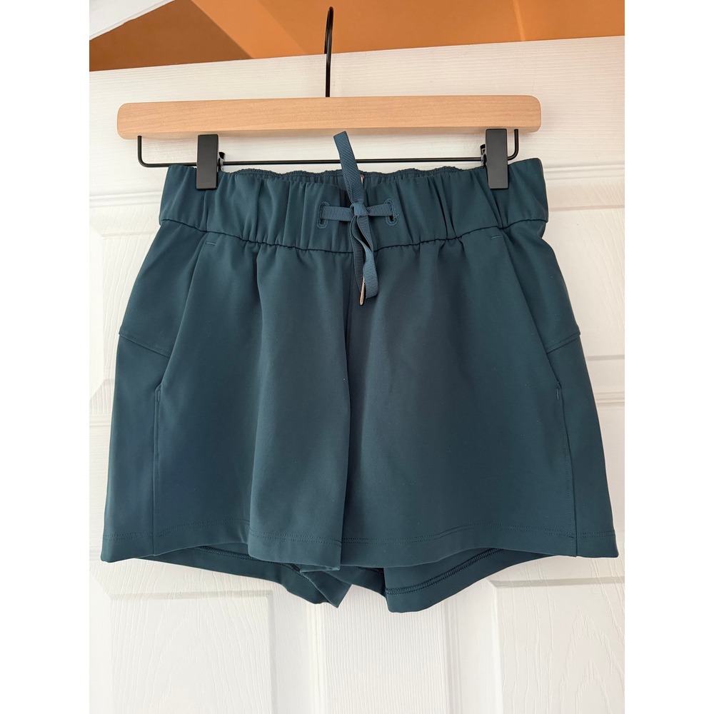 Lululemon On The Fl y 2" Dark Teal Activewear Shorts
